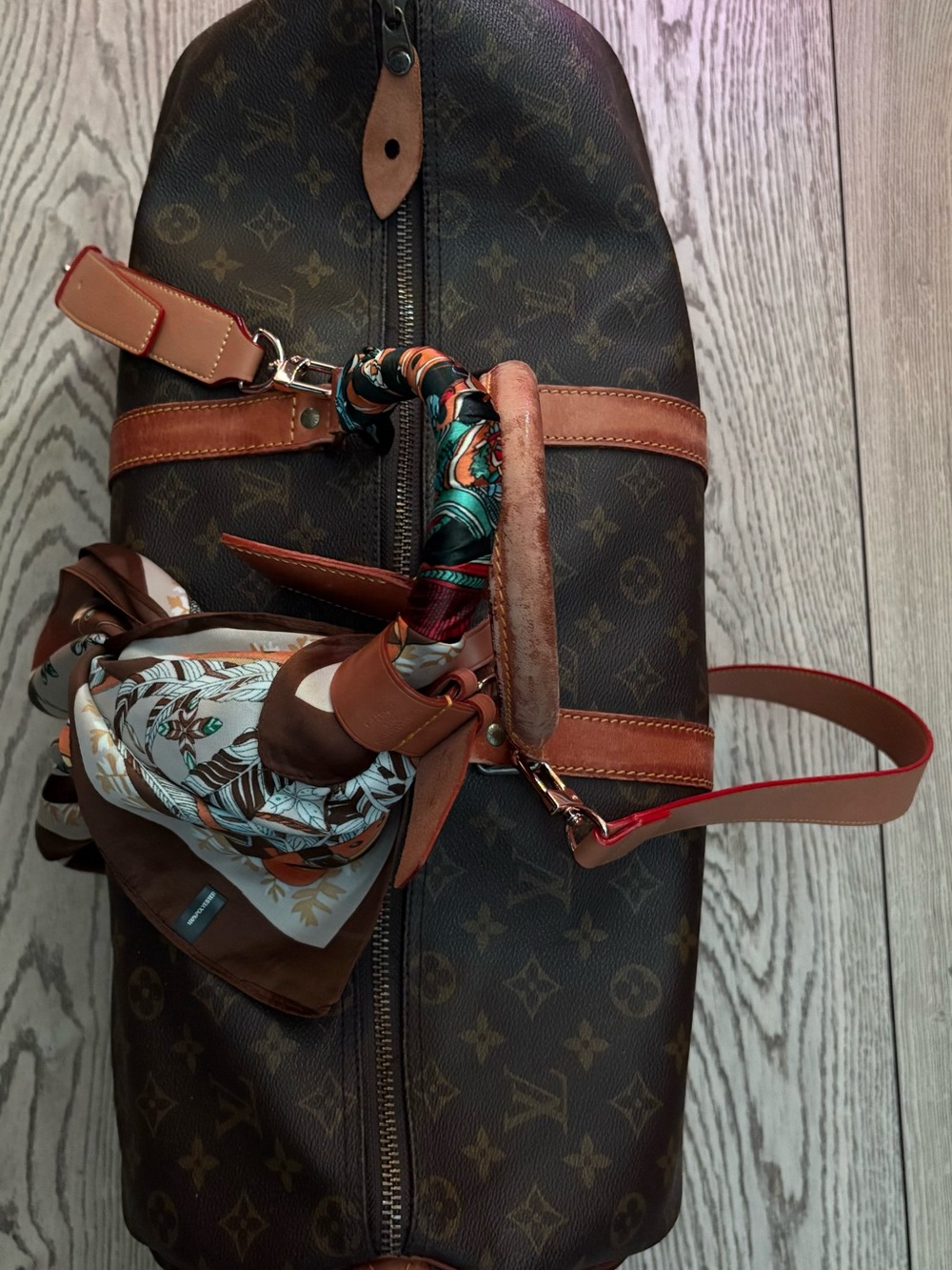 Louis Vuitton Brown Monogram Duffel Bag with Brass Lock- 50 keep all - Picture 6 of 8